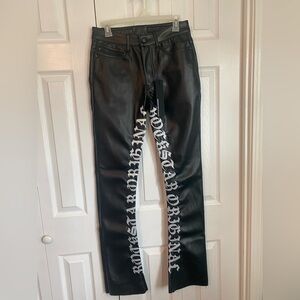 ROCKSTAR ORIGINAL Men Eliam Black Faux Leather Stacked Flare Sz 32(actual 29”)